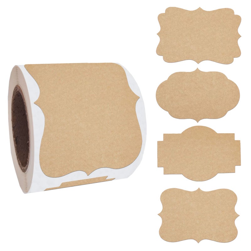 SALEMAR 2" x 3" Kraft Label Stickers Writable Gift Labels, 200PCS Self-Adhesive Brown Labels for Essential Oil Bottle, Jars, Food Storage or Gift Decoration - Image 1